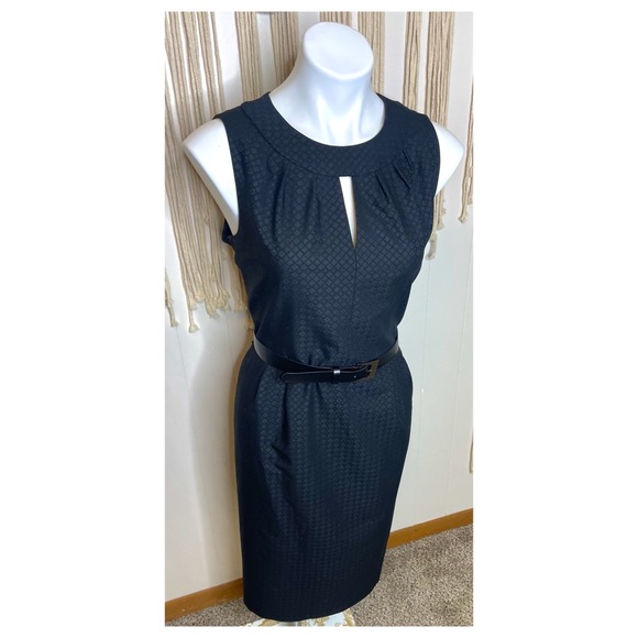 Antonio Melani Keyhole Neckline Sleeveless Black Diamond Scale Print Knee Length - Picture 1 of 12